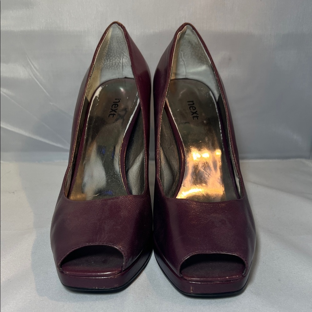 Next Women's Dark Purple Peep Toe Heels